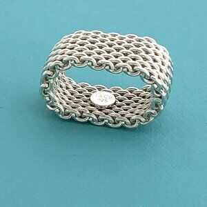 Size 6 Tiffany & Co Somerset Mesh Basket Weave Ring in Sterling Silver